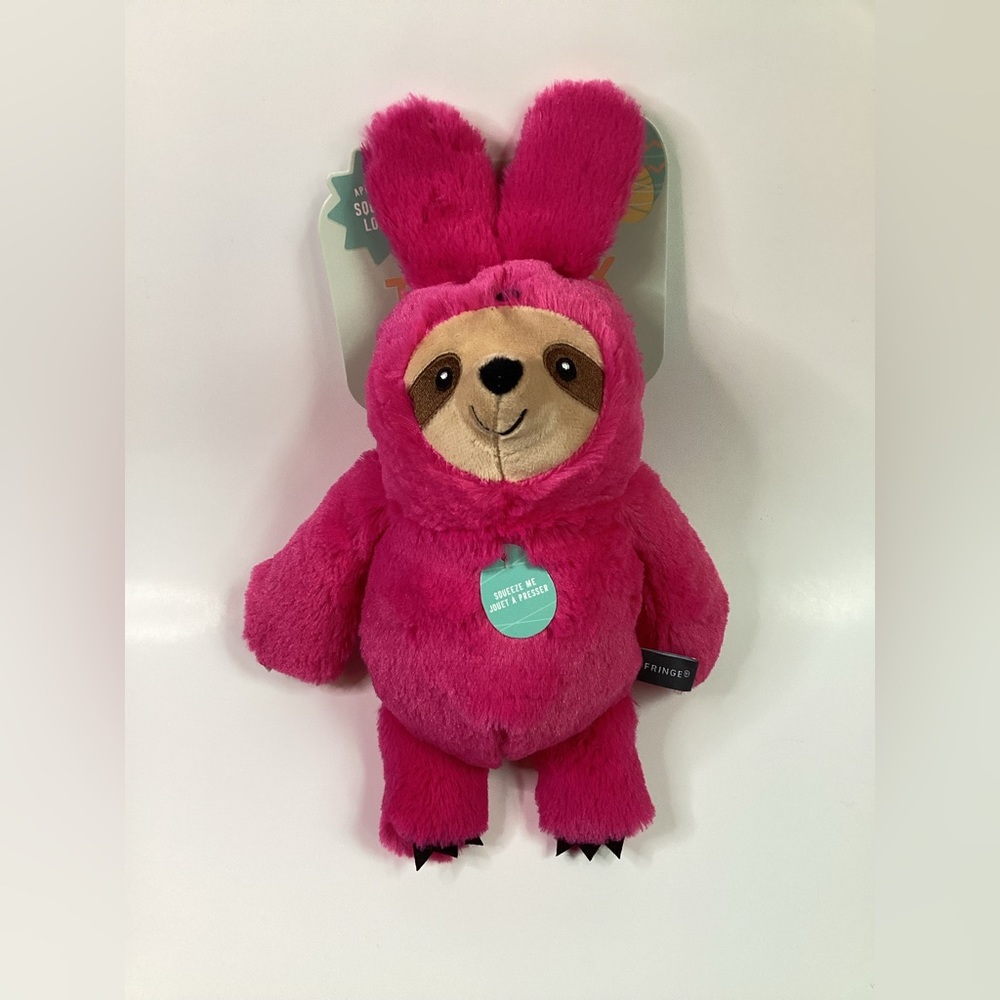 Fringe | Valentines Love Easter Pink Bunny Sloth All Hopped Up | Squeaky Dog Toy